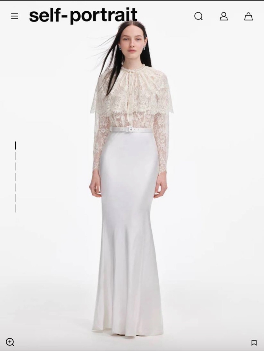 Self-Portrait Ivory Lace Capelet Satin Mermaid Dress